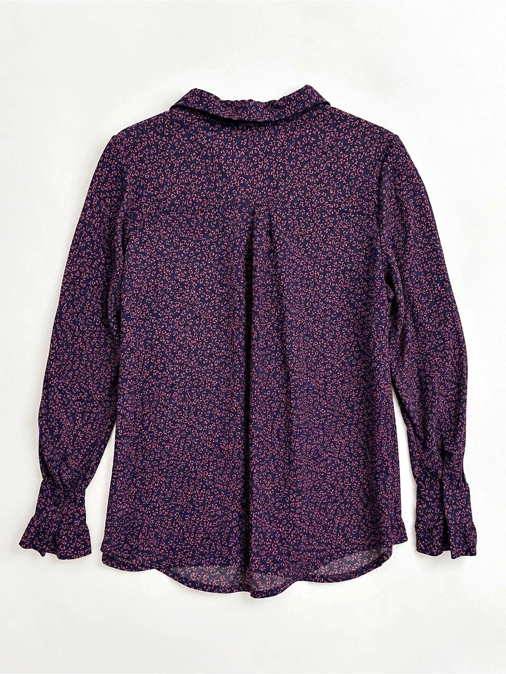 LOFT Abstract Long Sleeve Button Down Blouse in Purple & Pink XL - Picture 4 of 6